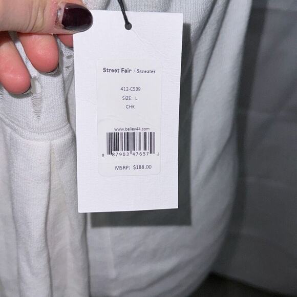 Bailey 44 white open knit bell sleeve sweater | Sz L, NWT - Picture 5 of 7